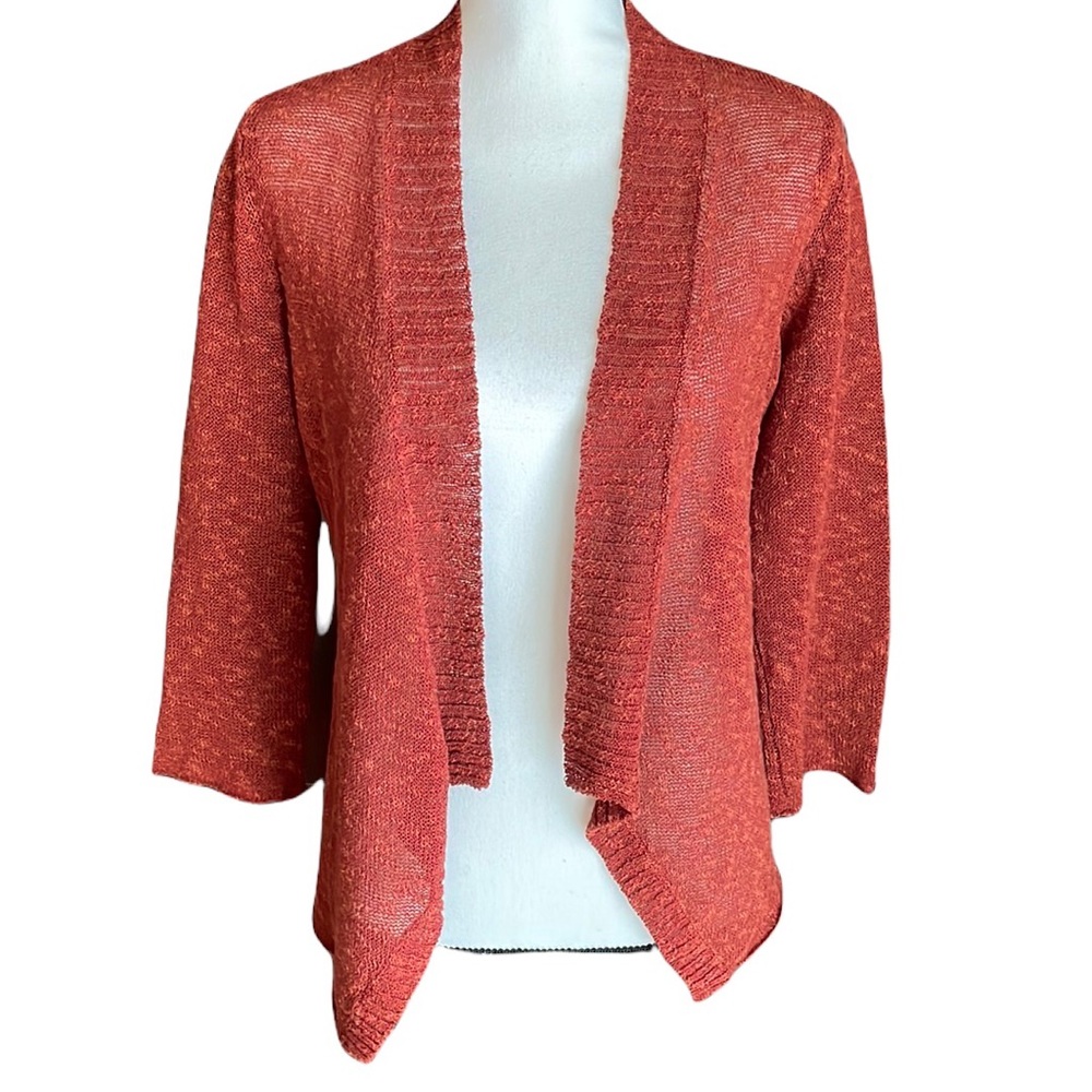 Eileen Fisher Burnt Rust Open Front Cardigan XS